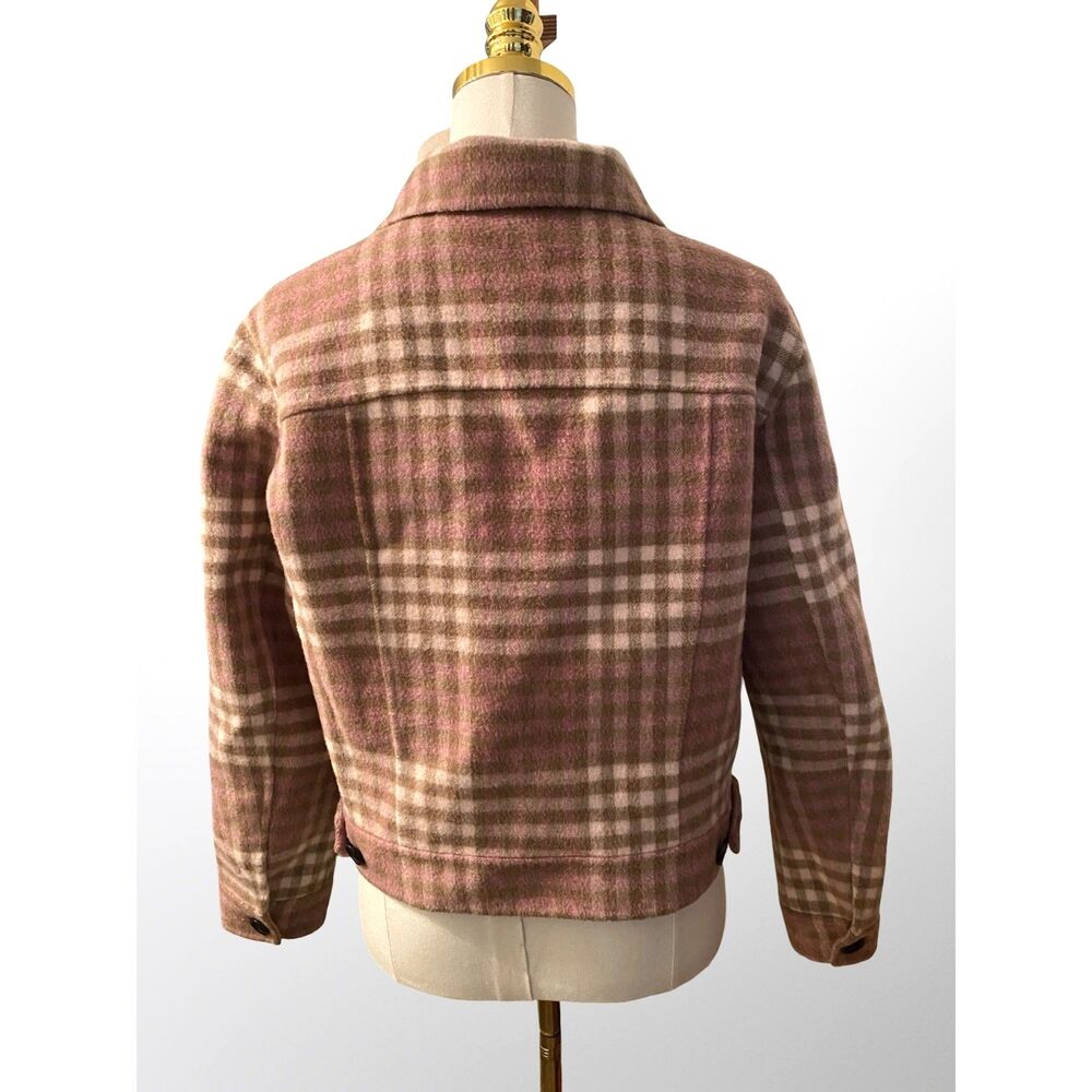 Rails Steffi Plaid Wool Blend Crop Jacket Shacket Pink Mauve Utility Soft M - Picture 5 of 10